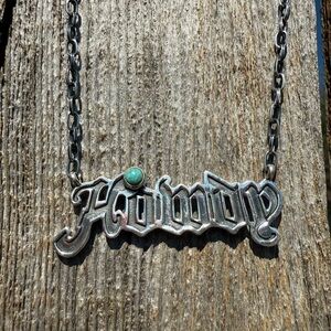 Sterling Silver 'Howdy' Necklace with Turquoise Accent